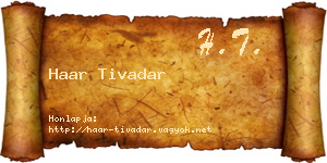 Haar Tivadar névjegykártya